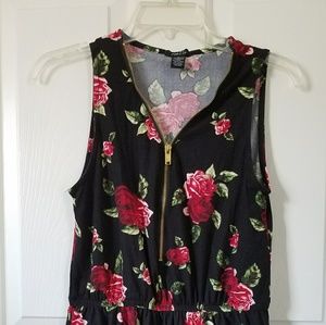 Black floral romper